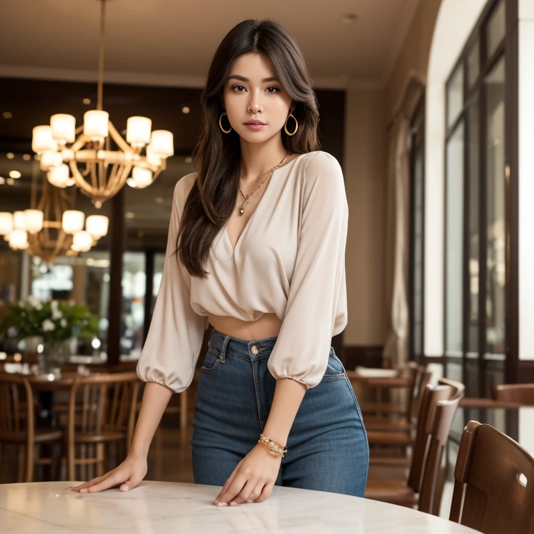 (highest quality,4K,8k,High resolution,masterpiece:1.2),Super detailed,(Realistic,photoRealistic,photo-Realistic:1.37),Beautiful and cute 18-year-old female student wearing a sexy high ,girl,garden,Beautiful views,Soft sunlight,A book in her hand,Laugh brightly,Bright expression,Blonde Hair,blue eyes,Long Curly Hair,She has a pink ribbon in her hair,White blouse,Checkered short skirt,tall white socks,Black Loafers,Stylish backpack,Cafeteria Background,Students eating lunch,A table with colorful food trays,Juicy burgers,Fresh sandwiches,Crispy French Fries,salad,Fruit bowl,A variety of refreshing drinks,glass windows overlooking green gardens and blooming flowers,Vibrant colors,Pastel Tones,Picturesque style,Soft brushwork,Dreamy atmosphere,Playful lighting,Sunlight streaming through the window,Create beautiful patterns on walls and floors,Long straight hair_Hair reaching down to the waist、((Gold Necklace_Large earrings:1.2)),((Taking off and changing clothes :1.3))、