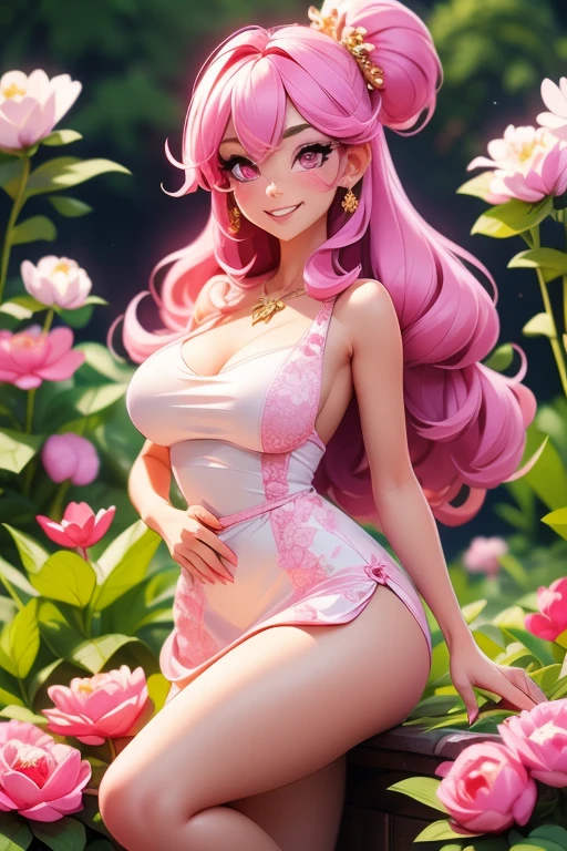masterpiece, 1girl, solo,18 years, bikini, looking at viewer, perfect composition, detailed lips, voluptuous, beautiful face, body propotion, blush, long pink hair,  purple eyes,  lascivious look,  super realistic, detailed, photoshoot, realistic face and body, armpits, full body, hot, sexy pose, big breasts
