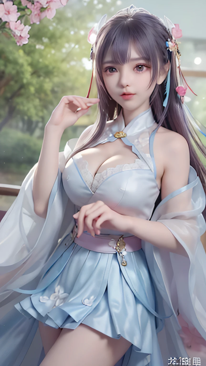 (8k, RAW photo:1.2), best quality, ultra high res,dramatic angle,(fluttered detailed color splashs), (illustration),(((1 girl))),(long hair),(rain:0.9), (Headdress:1.4),There is an ancient palace beside the girl,qipao dress,(Key Points),Color ink painting,(Splash of Color),Splash of Color,(((colorful))),(sketch:0.8) , Masterpiece, best quality, beautiful painted, highly detailed,(denoising:0.6),[splash ink],((ink refraction)), (beautiful detailed sky),moon,highly,detaild,(masterpiece, best quality, extremely detailed） CG Unity 8k Wallpaper，masterpiece，best quality，Ultra Detailed），（Lycoris）.shoulder ballet dress open V-chested clothes Thin silk lace dress short skirt , (huge ，cleavage),, white pink, blue ，best qualtiy，tmasterpiece，Ultra-high resolution，（Reality：1.4），RAW photogr，（True skin texture：1.3），（filmgrain：1.3），（Selfie angle），1个Giant Breast Girl，Beautiful eye and face details，tmasterpiece，Best quality at best，，The chest more exposed， detailed hair, bra pink , detail 8k, full body, lace petticoat, lying on bed