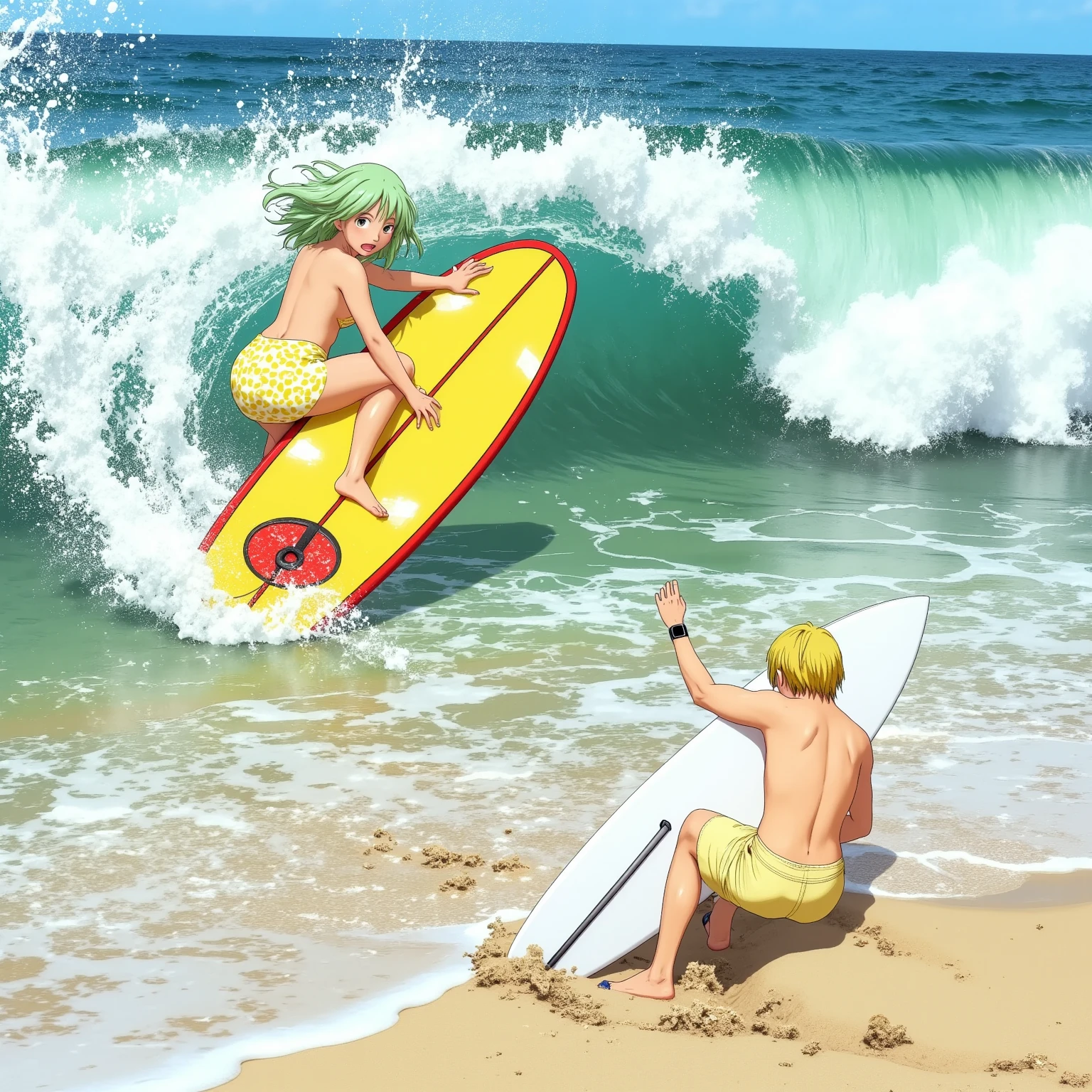 Summer parties,(((Flat illustration))),(tmasterpiece),youthfulness,(32K),Summer activities,Cut the watermelon in the lower right corner,(Watermelon water is the main body of the picture),(Watermelon red hearts),There are people surfing on the watermelon water,rowing,eats,(((Super high detail))),(Watermelon red hearts),(((Human Anatomy 2.0))),((Facial structure 1.8)),beautiful detail glow,best qualtiy