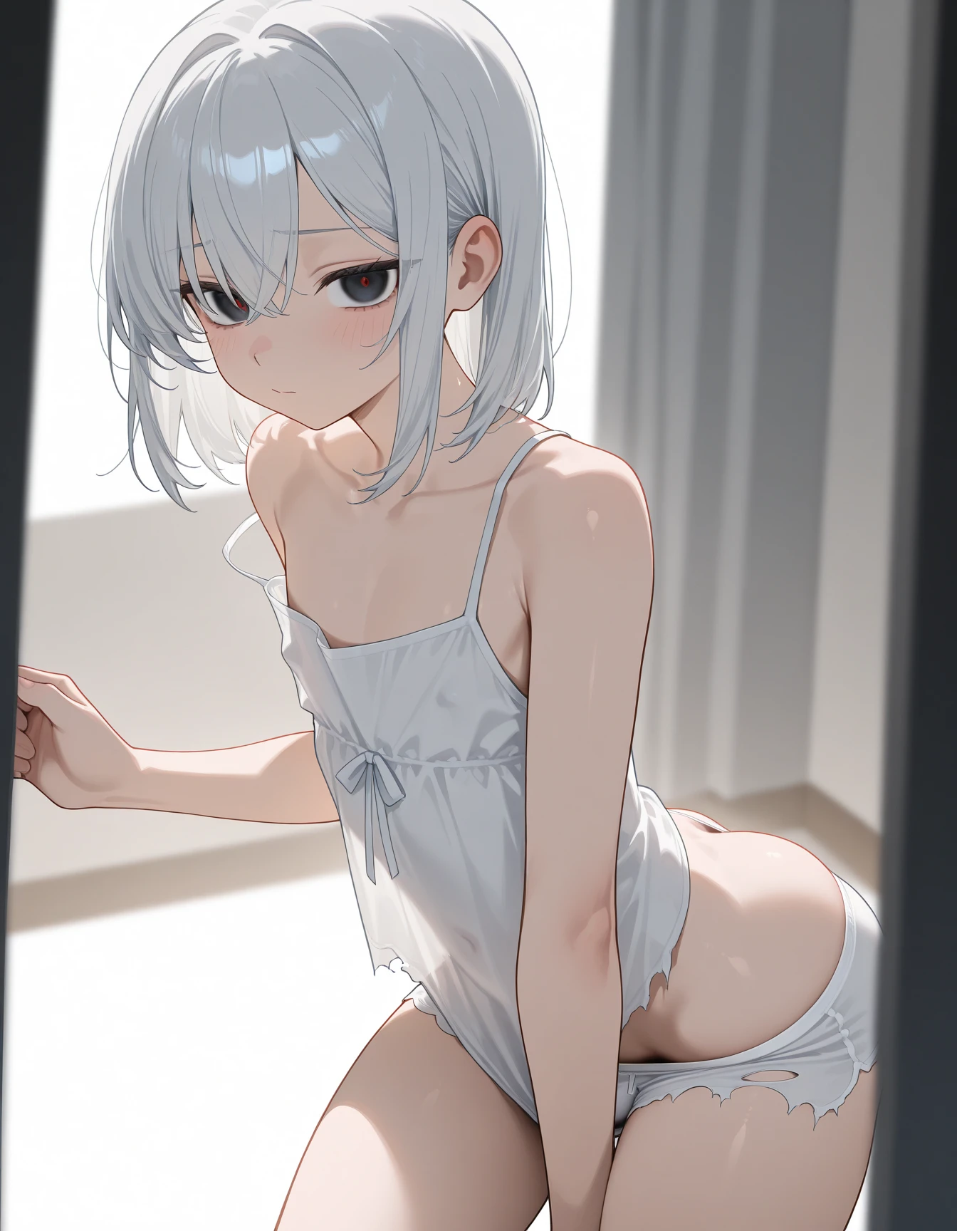 highest quality, masterpiece, High resolution, (Perfect Anatomy) ,1 person fuyutsukiKC, (fuyutsuki) ,((Silver Hair)),((nsfw)) White headband, Crop top,
smile,blush, (indoor, office, living room),
((Full Body View)),(In underwear) ((Light blue panties)), ((Light blue bra)), Spread your legs, Squat, Butt