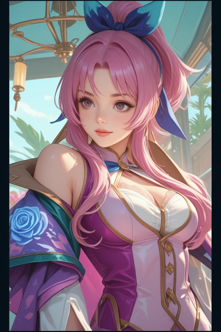Red eyes, (highest quality, masterpiece painting:1.3), Immature woman, 16 years old, (Half Body Shot), masterpiece, Ultra-high resolution, (Photorealistic:1.0), ((Light purple hair)),Straight hair, Beautiful and shiny hair, White and glowing skin, Close one eye,(((Heart-shaped pupils))), ((Ultra-Realistic Details)), Octane Rendering, Highly detailed face, (Big Breasts:0.8), (Making a heart with hands), (((Wear fluorescent fabrics:Harem Costume,Suzhou embroidery techniques:Feather lace sequin cape))), Fabric Glow,  Open neckline, Cleavage, Perfect body, Soft Skin, White cherry blossom embroidery pattern, Silver earrings, (Pure white background:1.4), Sharp focus, Intricate details, Professional artwork, (Bright colors:1.1), Bright colors, diffused Lighting, Digital Blending, Ultra high definition body, Ultra detailed hair, Highly detailed face, that&#39;that&#39;Trending on pixiv, Open the top button, Cute gaze, Compensate, Perfect Lips, perfect Compensate, Ultra-precision coating, (Light_smile:0.8), (Conceit:1.2),Blushing your nose,