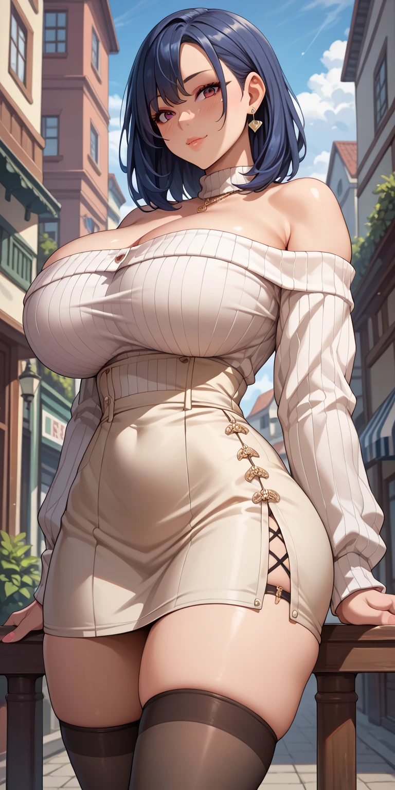 one Rebecca wearing black lingerie with gold accents, mature woman, long brown hair, blue eyes, sexy hourglass figure, posing on a street, butt facing camera [ 4 k digital art ]!!, seductive anime girl, deviantart artstation cgscosiety, trending on cgstation, 8k high quality detailed art, photorealistic anime girl render, kawaii hq render, commission for high res, thicc
