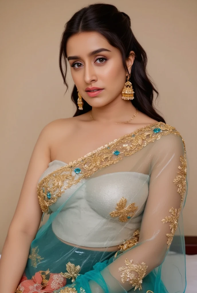 a woman round neck blouse and saree,big cheeks, swooping breasts, deep cleavage, angle face, round face,fair skin,open arms, sexy armpits,big penis, nipples, ass, necklace, ,(cinematic:1.3),a close up of a woman in a round neck blouse and saree talking on a cell phone, pretty face with arms and legs, hot with shining sun, various poses shooting photos, young and cute girl, with lovely look, full body cute young lady, full body! pretty face, wearing round neck blouse and saree, juicy legs, katelynn mini cute style, cute beautiful