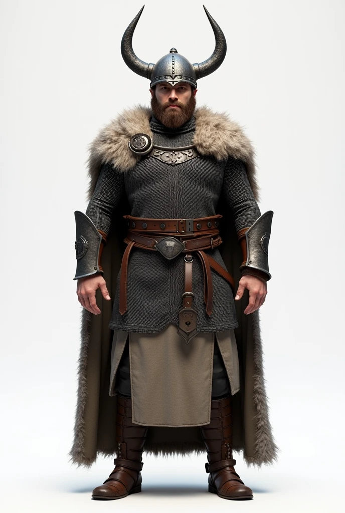Dwarf In the historical armor of the 15th century With chain mail and a quilted jacket