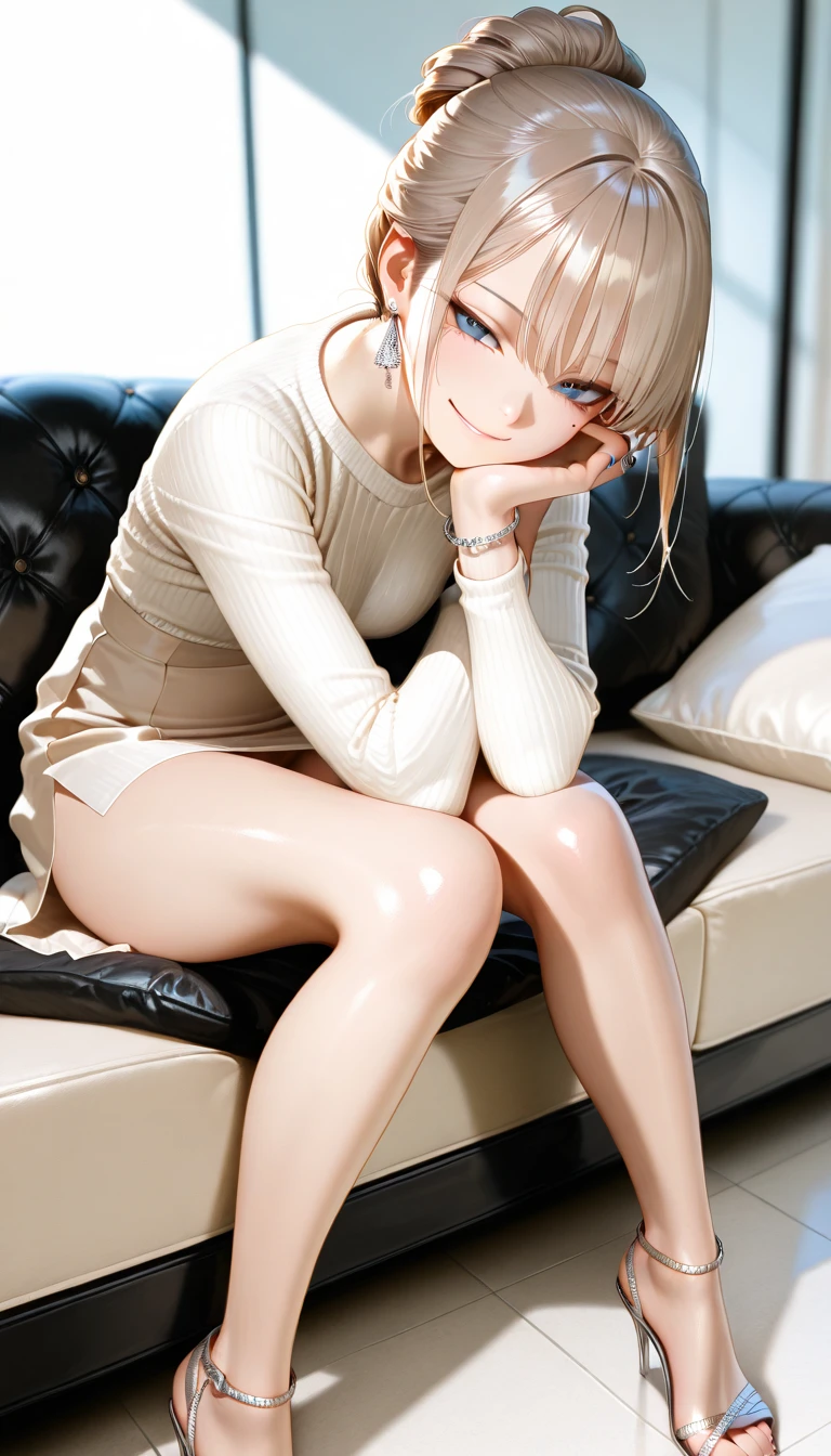 A woman sitting on a chair with her legs spread apart　I&#39;m not wearing shorts　operating room　operating table