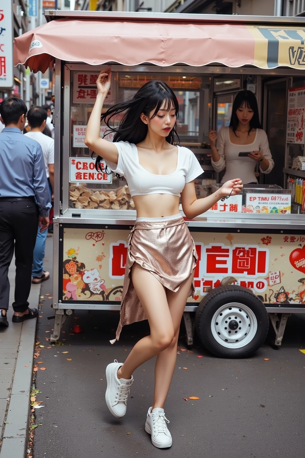 人物，photorealestic，Drunken，bare-legged