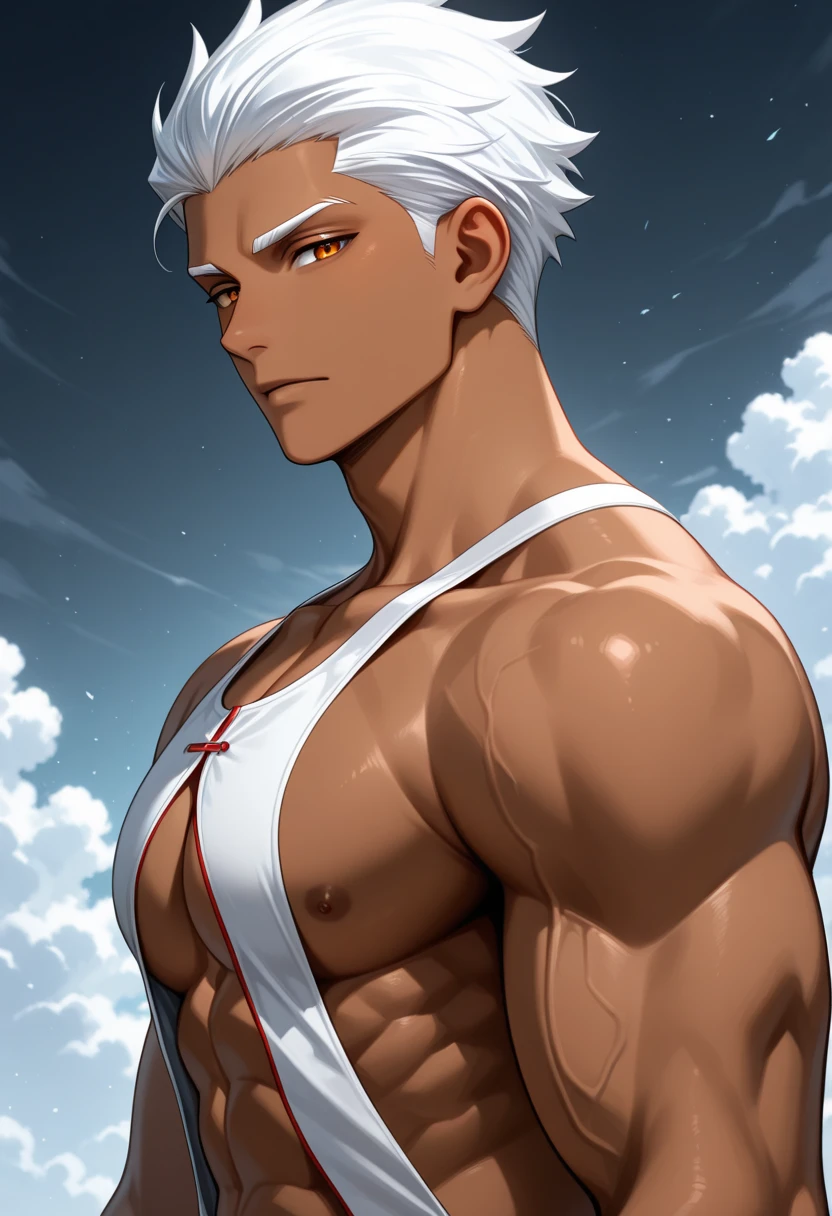 Highest quality、(muscular male:1.5)、(father:0.5)、guy、Short Hair、Sports haircut、short hair、hero、Blindfold、Constraints、Perfect Erection、Completely naked