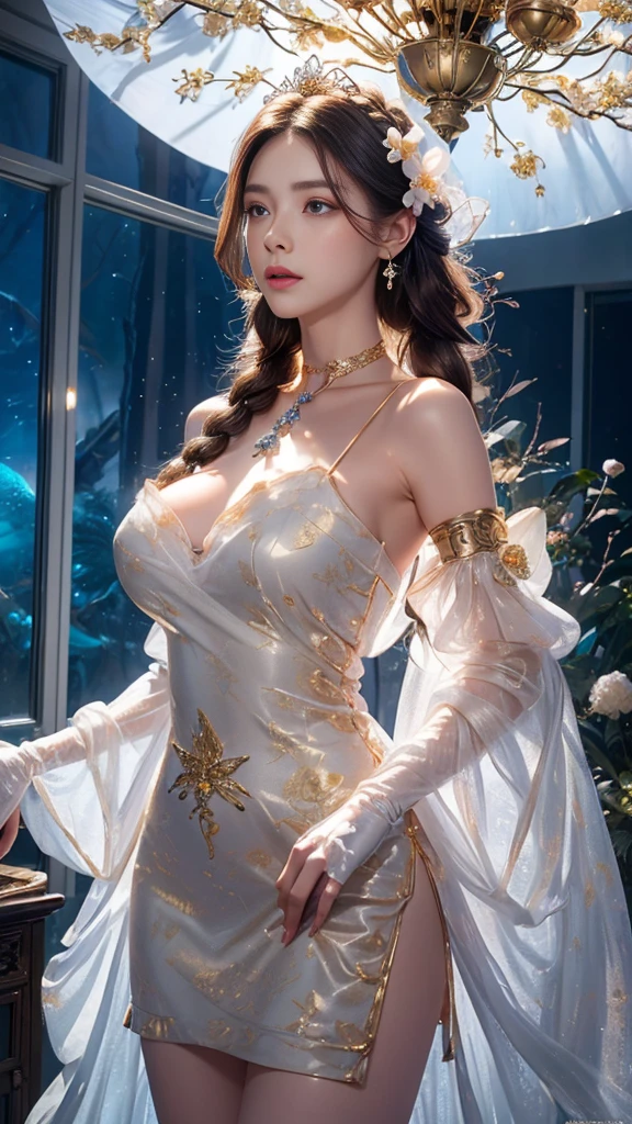 Masterpiece, Best Quality, (Realistic, Photorealistic Photo: 1.37), 8K, An Extremely Delicate and Beautiful, Amazing, Fine Detail, Official Art, Ridiculous, Incredibly Ridiculous, Huge File Size, Ultra Detailed, Extremely Detailed, Beautiful Meticulous Girl, 1 Girl, (Perfect Female Figure), Full Body, Huge Tits,