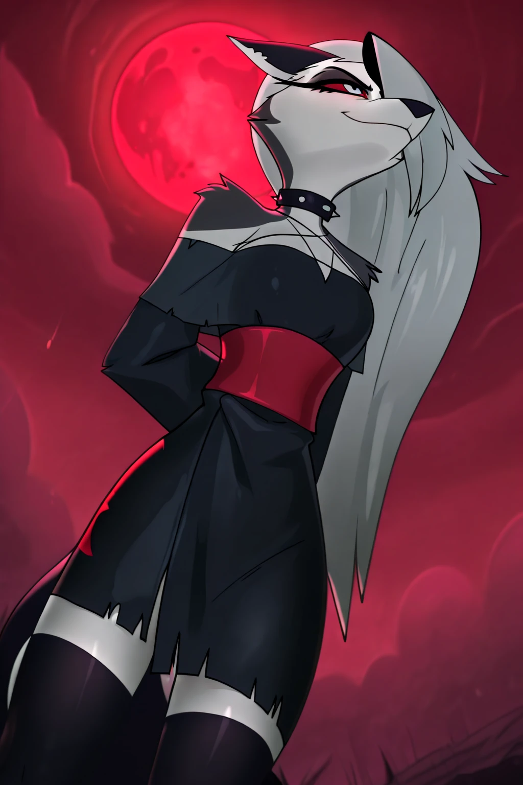 tanraak (style), ((masterpiece)), ((8k quality)), (no watermark), stolas, male, looking at viewer, detailed alley, (solo:1.4), sleek, shiny black slime body, black body, goo, gooey, tail feathers, butt, wearing a long red robe