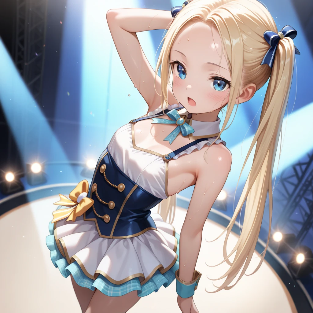 (((top-quality, masterpiece))), ((masterpiece, best quality;1.3)), ultra detailed, 8k unity wallpapers, CG, ray tracing, illustration, colorful, cinematic shadow, extremely detailed and beautiful background,vhd, shadering VRay,RT, 1girl, smile, teenage, blush, happy, smiling, solo, blue eyes, (blush), (blonde hair), (long straight hair), headband, ((small breasts))), slim waist, white glowing skin, nice hips, highly detailed beautiful face, beautiful face, beautiful deep eyes, (talented Lo-Fi:1.3), sexy, lewd, (((blue tennis uniform))), (((shirt lift))), ((lace bra)), white miniskirt, ((blue lace panty)), ((white stocking)), (((tennis field))), glowing, glowing light, ultra detailed, scenic, (((sexual position))), ((sexual intention with the racket)), atmospheric, classroom atmosphere, ((Masterpiece, Excellent, complex details)), delicate girl, delicate face