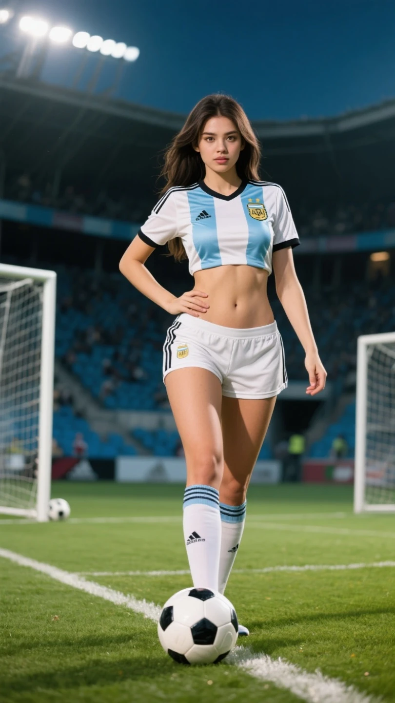 Italian 25 years old brown eyes long brunette hair training soccer gates 