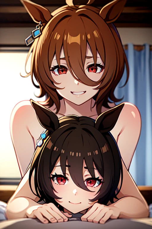 masutepiece, Best Quality, 1boy, (2Boys:1.2), bed, bedroom, by FELL io, (Mmm_threesome:1.2), (group_:1.2), licking, licking_, up looking_で_viewer, (multiple_by FELL io:1.2), (multiple_Boys:1.2), SUI_bed, oral, , PILLOWS, POV, Realistic, teamwork, (threesome:1.2), tSUIgue, tSUIgue_out,((The human)),shoun,Shota,fullnude,fake dog ears,dog collar,fake dog tail,face excited,Saliva