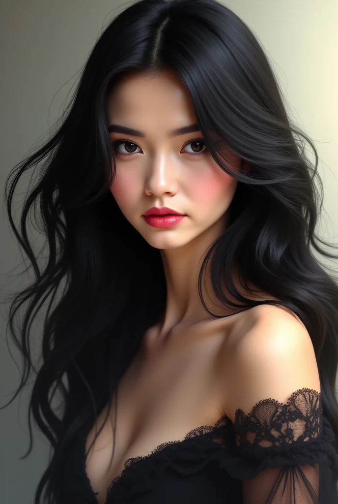 portrait of femme_fatale, long_hair, realism, 