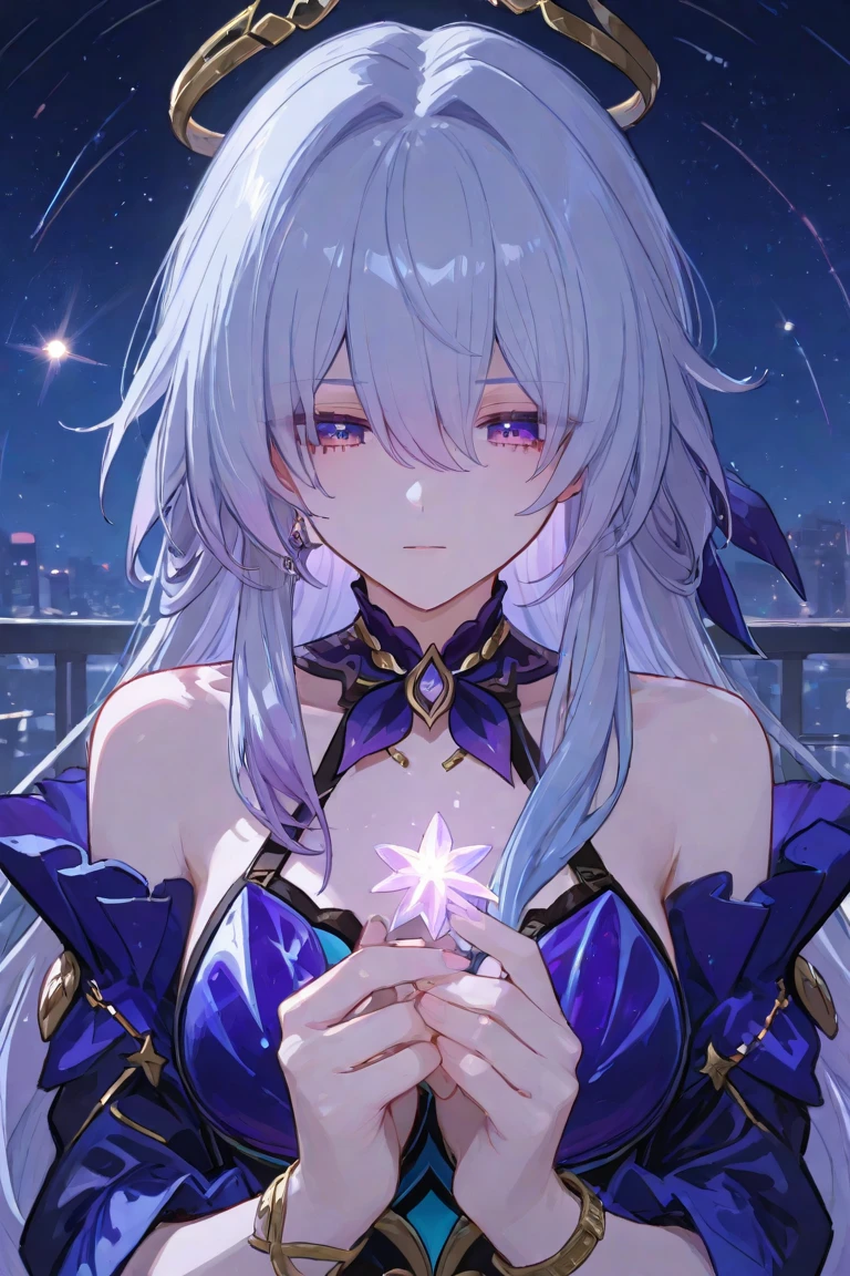 name: Sirius Quasar
Element: STELLARA
Description: A brilliant cosmic strategist, versed in celestial magic and cloaked in enigmatic grace. Chuckles at transcendental paradoxes only Londres scholars may invoke.
Prompt: ((((Illustration, hi-def, hyper Realism)))), 1boy, smirking, seated, (silver hair, stars twinkling in black eyes), short sandy hair, ((grey eyes, symbol of Do criminal recordの星), scattering cosmic rays), (((exquisite details:1.1, noble gesture, captivating gaze, complex hairstyle, seasoned features, expertly piece together secrets))), ((close-up)), (looking down), ((interstellar landscape:0.8, twinkling stars, mysterious atmosphere, starlit night beside beloved crystallites:_First,Galaxy Research Facility, stars zooming in storyboard))), medium build, ((laughing silently)), ((intense magic auraFilter:1)), (((composed, head leaned sideways, glowing wand held in left hand heretoically, pitch-black intentionally cast scar above left eyebrow)))