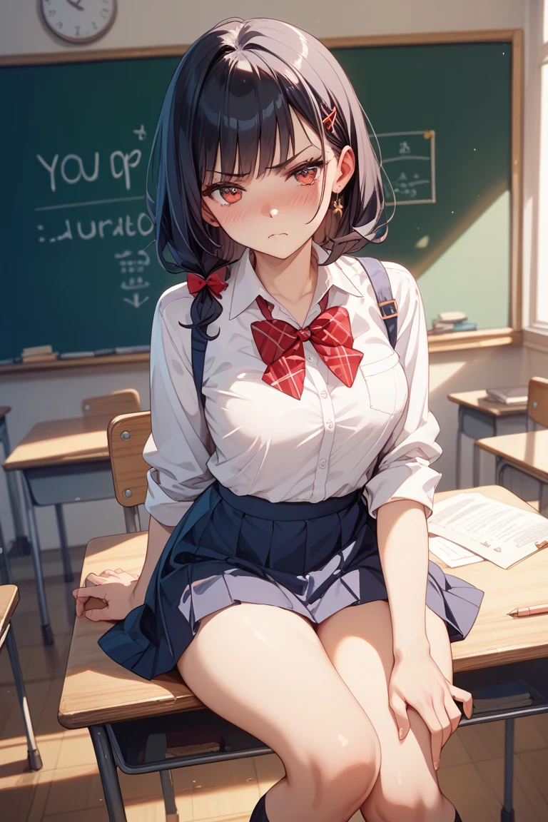 A high school girl taking a class naked in the classroom