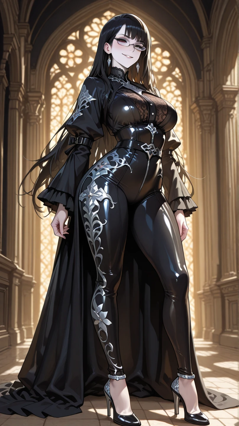 masterpiece, best quality, good quality, Fantasy Aesthetic, Highly detailed, shadowverse style, female, blue eyes, long hair, dark black hair, sorcerer, beauty, sexy, goth