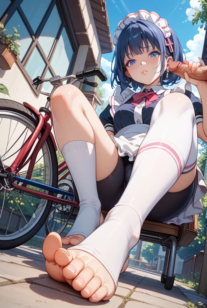 blue eyes, high res, ultrasharp, masterpiece, black short hair, skinny legs, penetrate pussy, crowd not notice visible to viewer, secretly having sex, tiny girl, very close to other people, seats in big crowd, look behind her, happy laugh, wet shirt, at amusement park, roller coaster