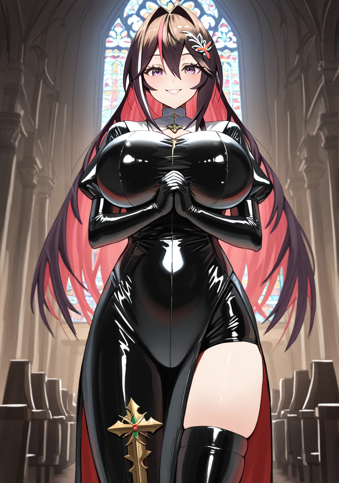 One wearing black clothing、Woman in cloak posing in church, Very detailed ArtGerm, Nun attire, gothic maiden anime girl, Popular topics on artstation pixiv, beautiful attractive anime woman, [ 4K digital art ]!!, guweiz on artstation pixiv, of anime girls, 2b, guweiz on pixiv artstation