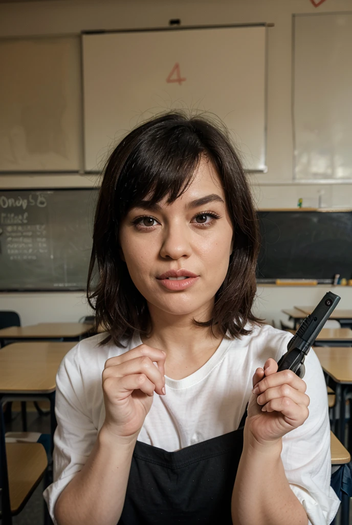 Teacher with dildo in