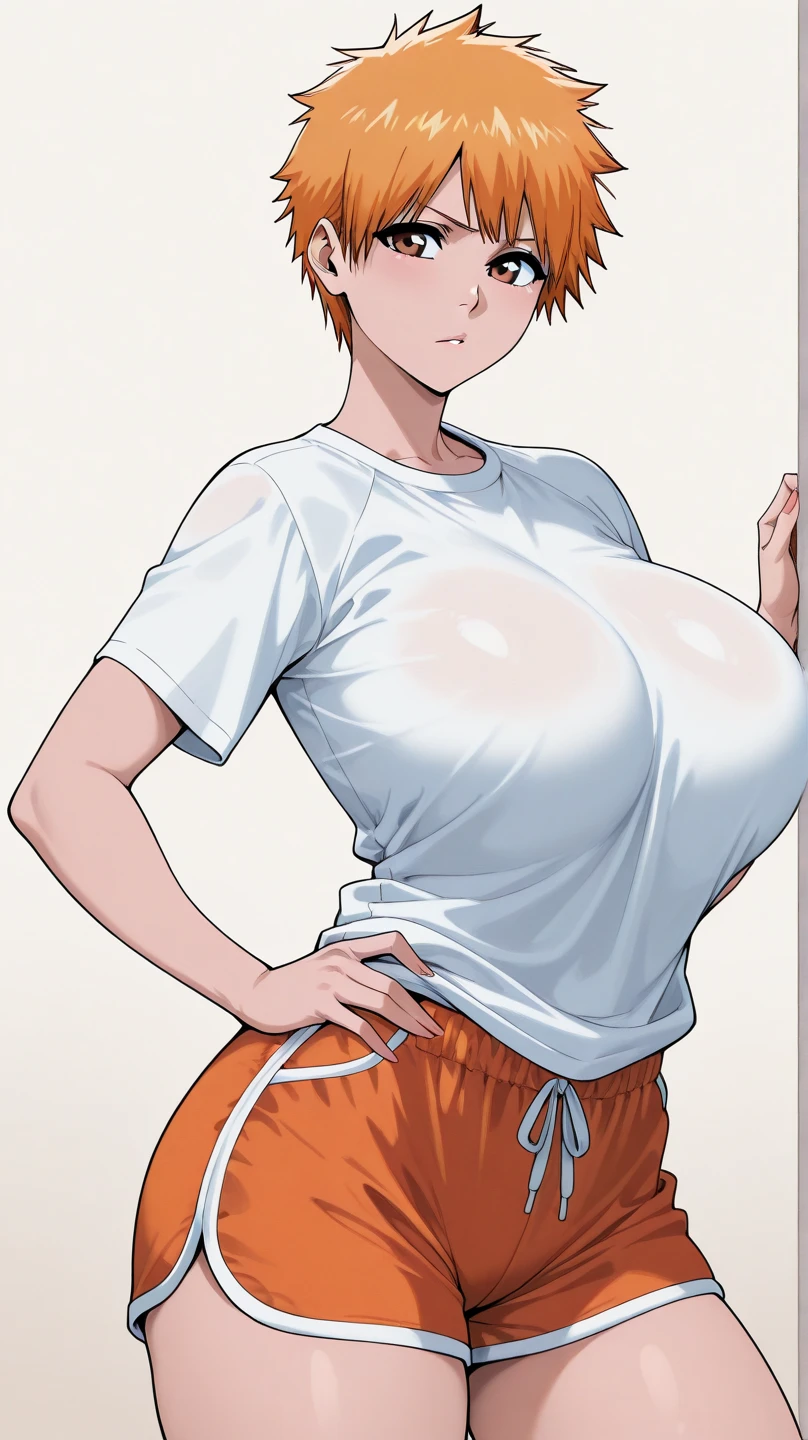masterpiece, highest quality, High resolution, One girl, alone, sexual intercourse, Pornographic images, short hair, etsukoto, Brown eyes, fine grain, fine grain, (((Thick thighs, Plump thighs, Voluptuous thighs, Thighs alone are enough))), Huge and ample breasts, Cleavage, Huge long breasts, Naughty big,((Big breasts are important))、((Naughty thighs)), L Cup, (thin:1.4),(Tight waist:1.4), (yellow dress:1.4), ((white waist apron, white panties), Embarrassed look, blush, (((Simple Background))), ((Wide Hips)), Shiny, Oily skin, Mature mother, Calf, Seductive mature woman, Perfect body, Plus Size Model, curvy, ample, etsukoto, blush, clavicle, retro artstyle, 1990s (style), (thick thighs:1.4), (((bursting breast))), (((((open clothes,
clothes open, opening clothe, loosed clothes))))), bare one breast, nsfw,