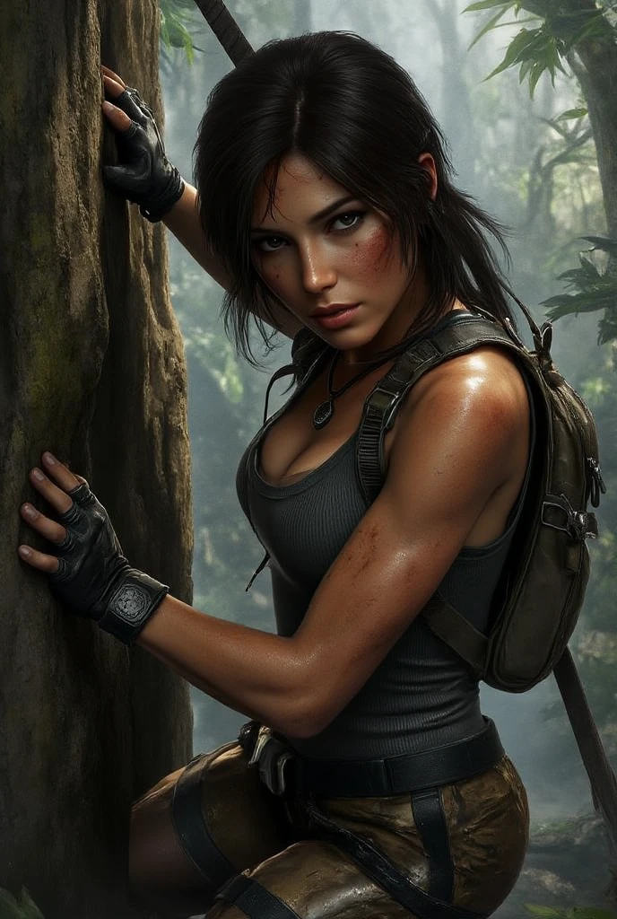 ((NSFW)) A close-up portrait of a woman, reminiscent of Lara Croft from Shadow of the Tomb Raider, reveals her sexy body concealed in wet clothes, with ((subtly visible, bulging breasts)). A backpack lies at her side, blending seamlessly with the environment.
Lara Croft's portrait, meticulously crafted in Unreal Engine 5, showcases her beautiful character design with a small yet powerful figure. The tomb raider setting comes alive with cinematic visuals that accentuate her strength and allure.
This tech demo highlights the hyper-realistic graphics of the female lead character, with Emma Watson's likeness perfectly