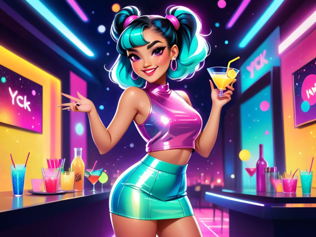 (score_9, score_8_up, score_7_up), alien, 1 alien girl, masterpiece, perfect face, perfect eyes, ultra detailed, gorgeous face, blush, curvy body, cute slut, focus on face, pink-skin Instagram model, human-ears, (very-long wavy shiny hair), (waist-length hair), photoshoot, cute pose, (pastel blue hair), (pastel pink skin:1.7), posing sexy, portrait, petite, svelte, perfect breasts, small perky breasts, thigh gap, arched back, fit body, thin waist, (cute), (petite), (lovely grey eyes), (pastel blue hair:1.9), (thin waist), (highly detailed hair), (flirty smile), flat stomach, (slightly oiled skin), (night time:1.5), (at a music festival:1.2), (at a rave:1.3), (rave outfit:1.8), (tight leggings), ((cross-wrap halter crop-top)), ((GoGo-Boots), (perfect teeth), ultra-detailed, ultra-realistic, at night, indoors, orange + blue ambient light, arms at sides, dancing, twirling, dynamic pose, unique angle, from waist up, beautiful, studio lighting, negative_hand, GTA, glowing, neon, easynegative, ExpressiveH.