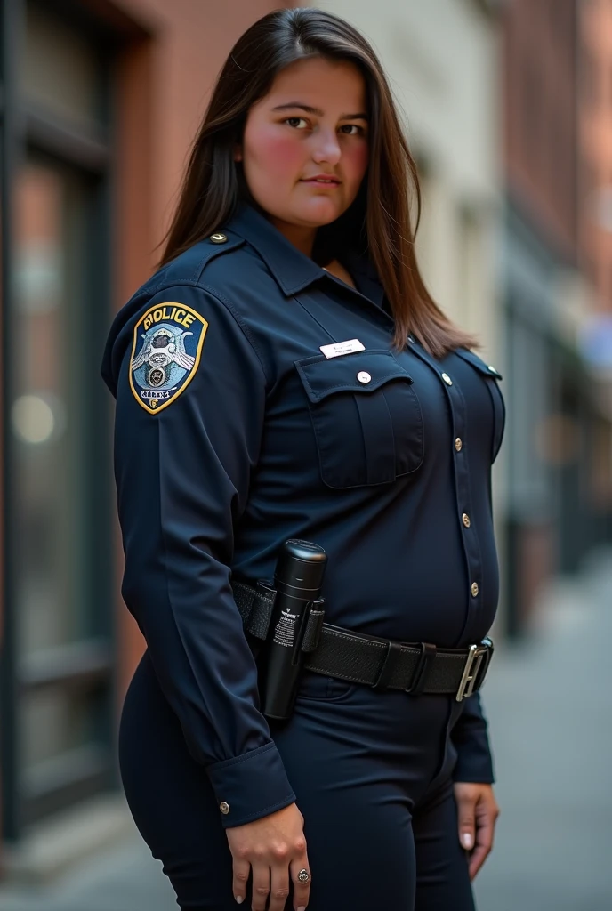 <lora:add_detail:0.25>, (1vyv4l3nt1n3:1.0), (young:0.75), (surprised:0.5), (obese, wide hips, huge boobs:0.75), (wearing a police outfit:1.2), (double ponytail:0.25), (Balancing on one foot, pretending to be a scarecrow:0.25)