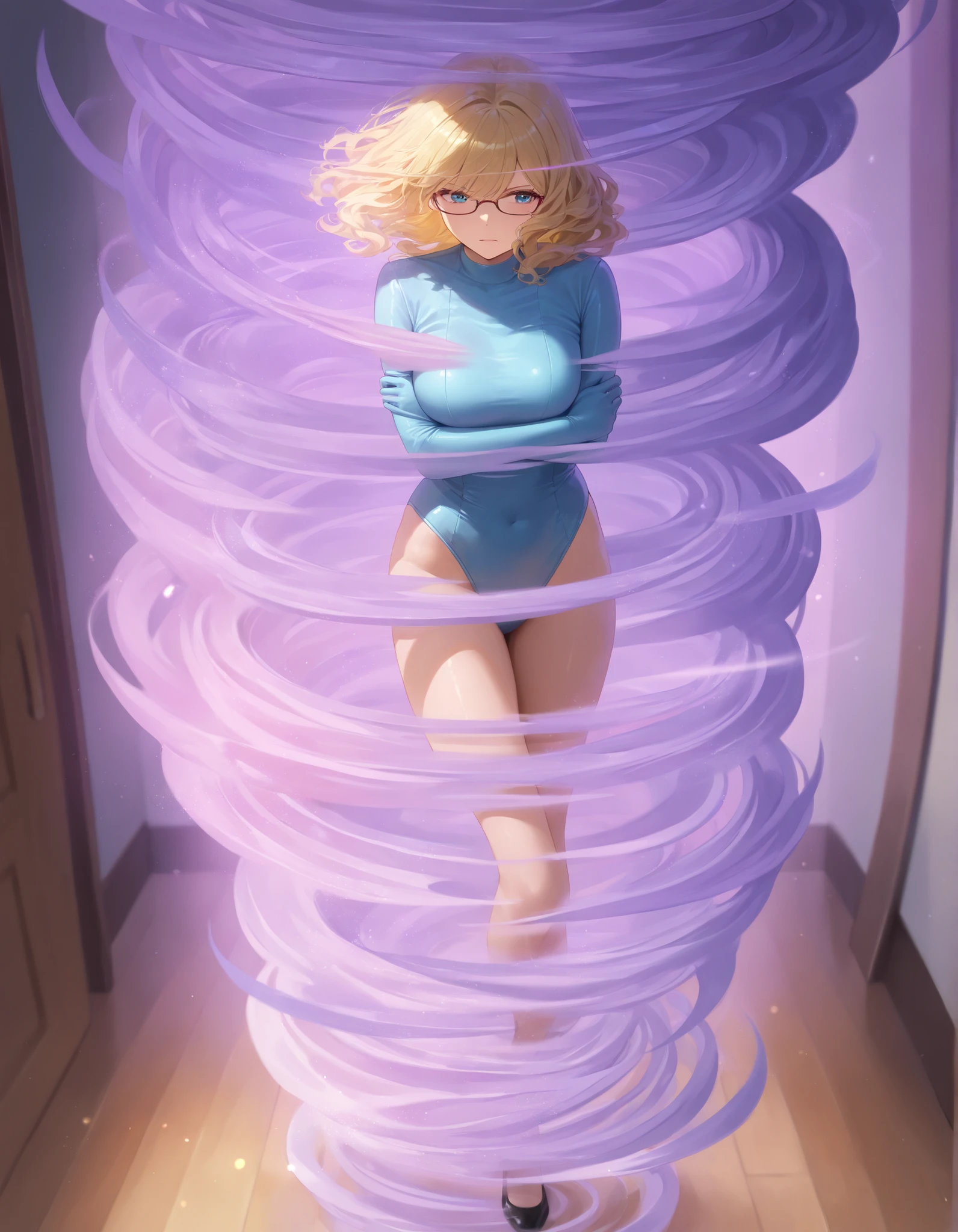 artwork, Attention to details, beautiful girl, normal skin, big breasts, long spiky orange hair and blue eyes, with uniform, White shirt, empty look, bare legs, white panties, breasts hitting glass, standing, whole body, barefoot, breasts rubbing the glass, trapped inside a transparent glass jar, waxed inside, inside the jar, whole body en el frasco, sentada inside the jar, barefoot, trapped in the jar