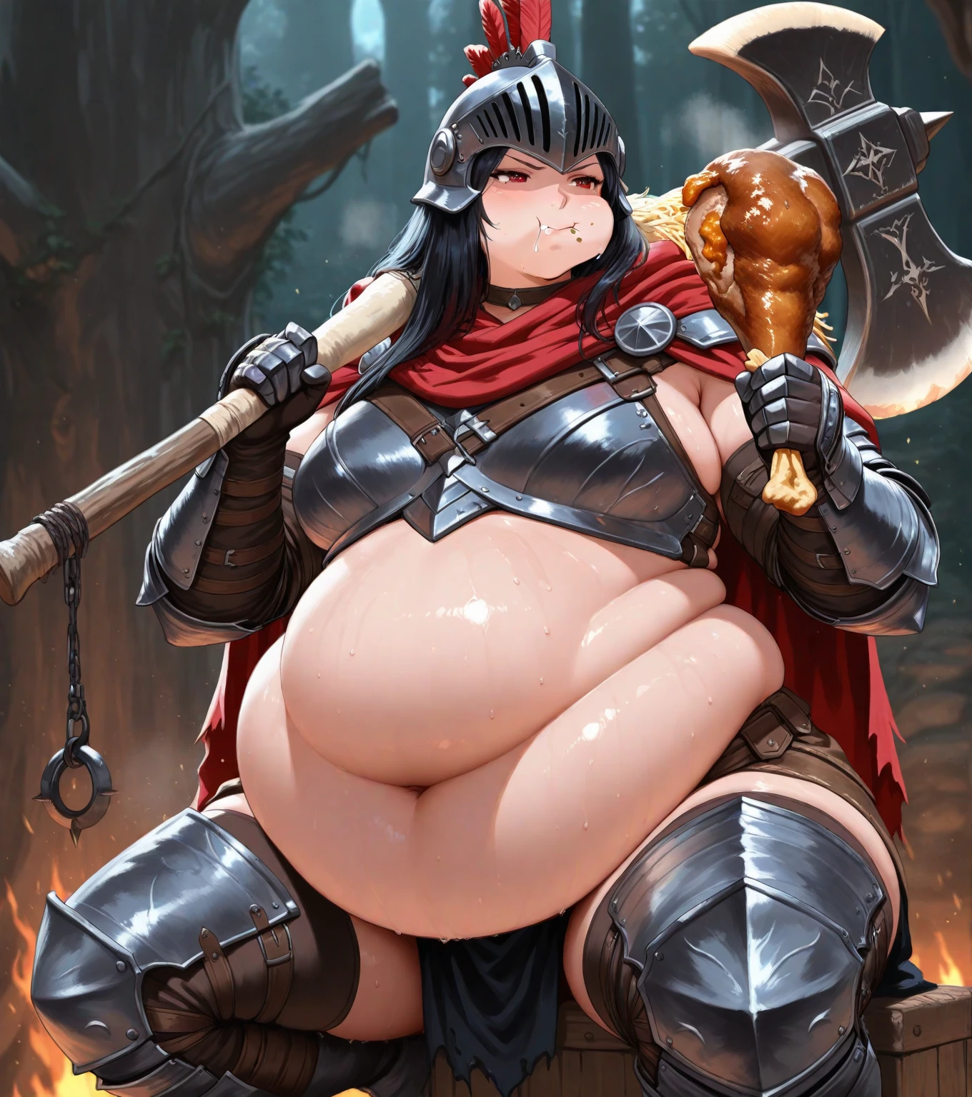 a painting of a powerful mountain dwarf in bearskin armor with her belly exposed, she only wears pants that barely cover her powerful muscular thighs, she wears furry leather boots, segurando um grande Gavel de duas mãos, war hammer, Gavel de guerra, Thor'Gavel, dwarf warrior woman, a beautiful berserker woman, north female warrior, Female Warrior, north adult female warrior, female barbara, fantasy narnarian woman, dwarven woman, viking feminino, picture of female barbara, female dwarf woman, Retrato de female barbara, nordic warrior