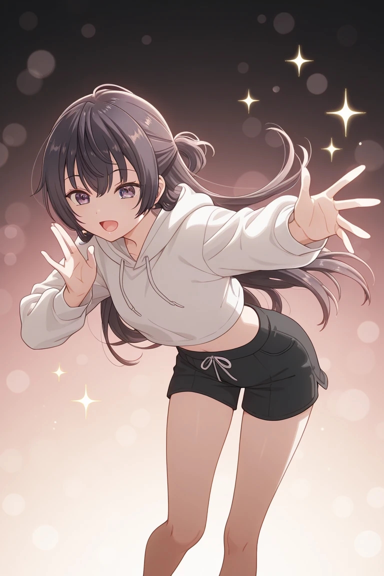 (((((whole body)))))、Utsuho、This is a very cute gym uniform、smile,、Cowboy Shot、 standing on one leg ,leg_lift,standing_split、