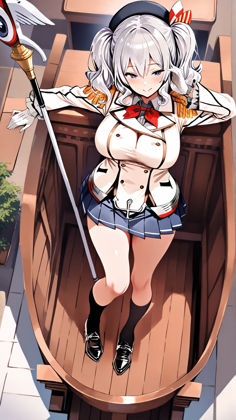 ((Highest quality)), ((masterpiece)), (detailed), Perfect Face、NSFW、Big Breasts、Squat、Leg spread、((M字Leg spread))、solo、From below the front、、Ahegao、Fold your arms behind your head、Yuuki Asuna、Green striped tiny micro bikini、Striped tiny micro bikini that shows pussy when it slides off、She pulls her swimsuit aside to reveal her pussy、