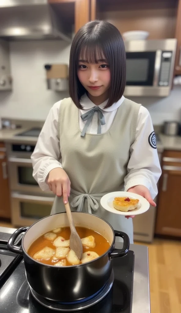 masterpiece, best quality，2boy, in kitchen, cute, black hair, big eyes, Black and white comics，Delicious oden