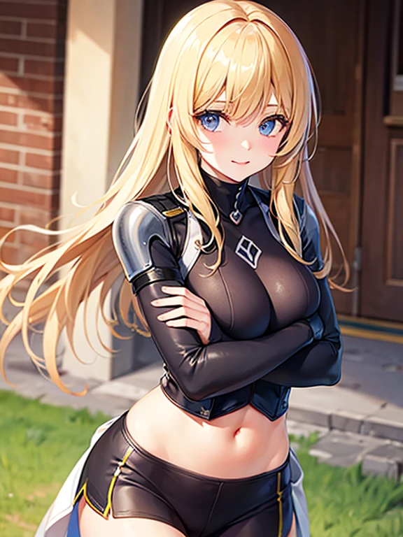 anime, girl single, blonde, red eyes, assassin, assassin, little smile