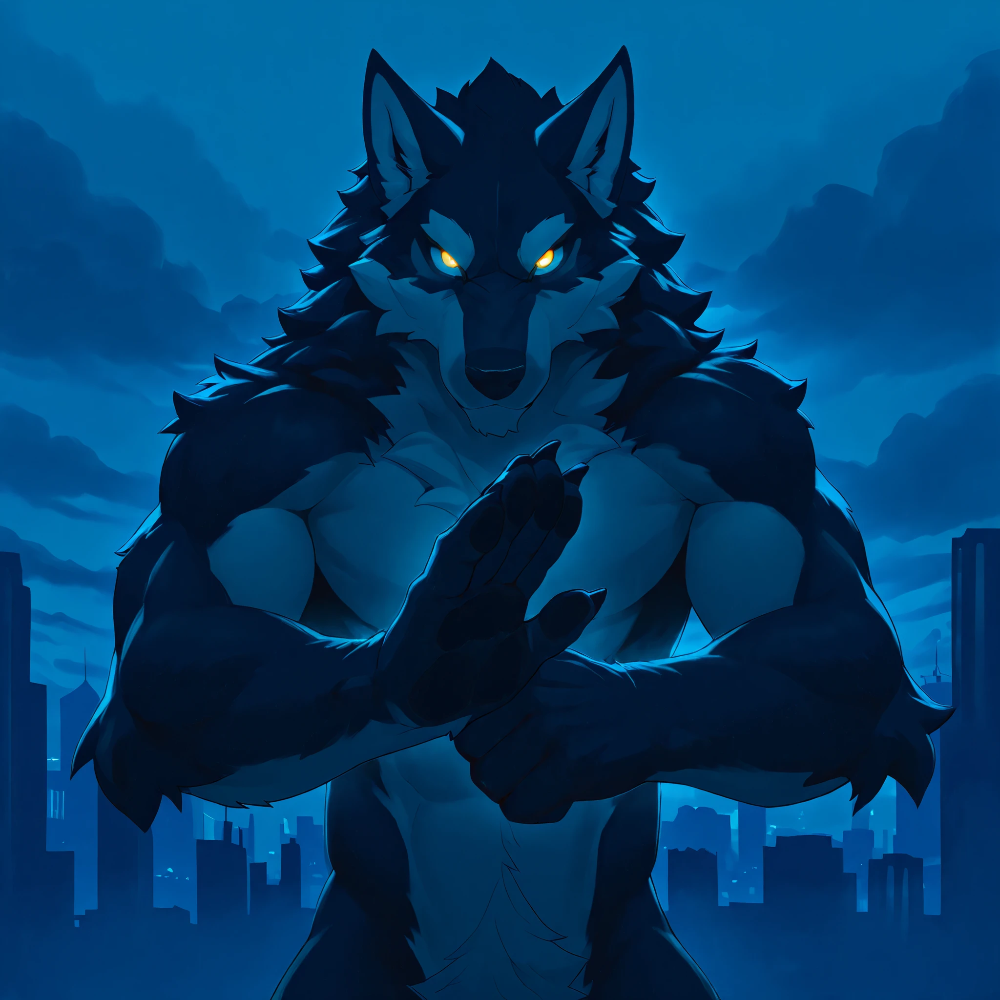 alone, mammal, anthropo, male, canid, canine, canis, wolf, werewolf, canine man, mythological canine, city, werewolf, canid man, (looking at viewer), fur, claws, digital medium (artwork), glowing eyes, 5 fingers, muscular, muscular man, silhouette, cloud, mythological creature, muscular anthropo, fingers, bright, outside, sky, standing, portrait, fog, gloomy mood, wild, beast, hairy body, glowing eyes, dark body, portraiture, head view, touching glass, touching one hand, beast hands, hunter gaze, glass, looking at viewer, touching viewer, body made of shadows, head view,