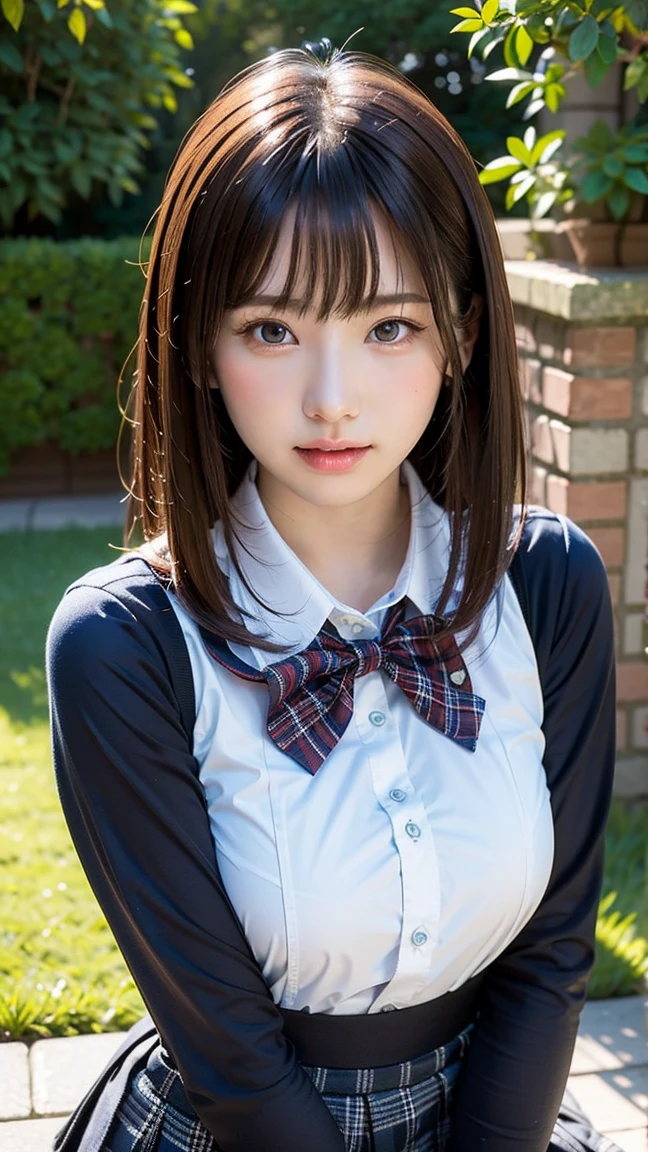 (Backlight:1.2),(cute maid:1.3),Composition with face in the center, (cowboy shot:1.3),(masterpiece, highest quality),1 girl, alone, hyper Realistic,Realistic,Looking at the audience, Light brown eyes:1.2,long Hair,shiny hair, Mouth closed, Glowing Skin:1.2, She is very beautiful and cute, Show your ear, beautiful long neck,(smile:1.2), Bangs, Ideal body type, beautiful long neck:1.2, Perfect Anatomy,