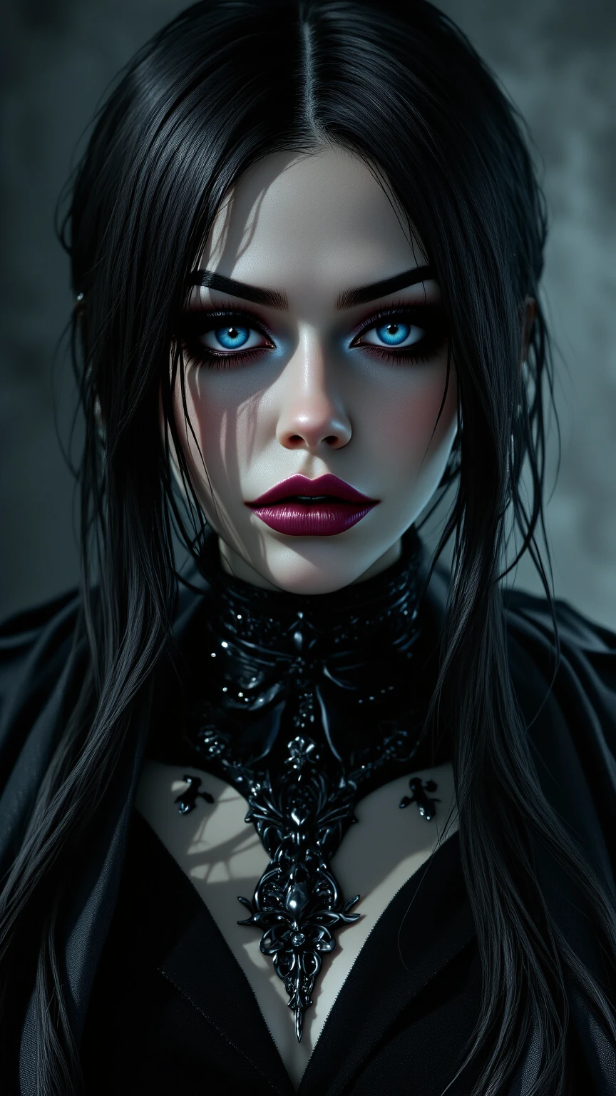 Gothic vampires at Night, dynamic lighting, chiaroscuro, hyperrealism, luminism, HD, very detailed, 4k, 8k, shot on a Nikon Z7 II and Nikon NIKKOR Z 105mm f/2.8 VR S, best quality, detailed face, detailed eyes, detailed pupils, detailed clothes and features, clear background