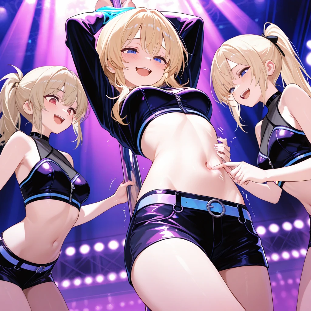 mari ohara, long hair, bangs, blonde hair, hair ornament, (yellow eyes:1.3), braid, medium hair, hair rings, crown braid, ,live stage, (nsfw, nude, naked, 1girl, solo) , nipple ,empty eyes, (large breasts:1.2) , crying、 whole body , palace