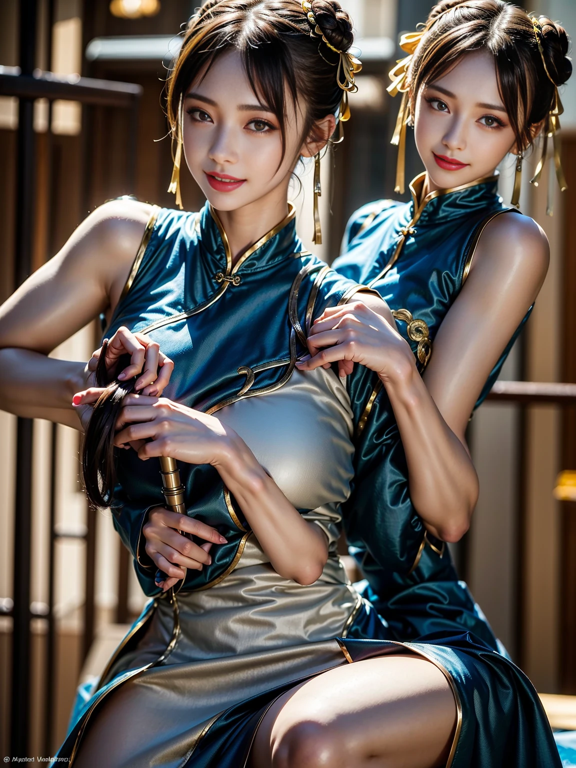 Sexy asian beauty, transparent erotic cheongsam, big breasts, dew point, areola, walking, open legs, sitting, peeling off top, bare breast, open crotch, facing the observer