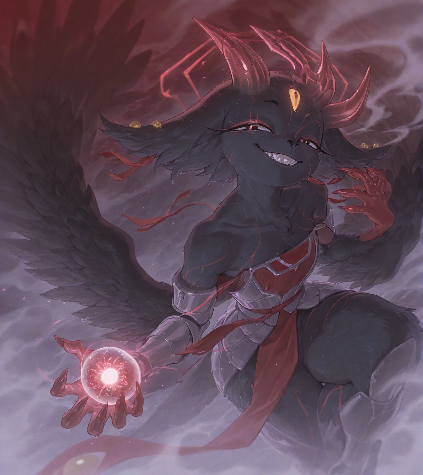 1 girl, detached sleeves, neckleace, multicolored hair, black hair long, animal ears, multiple tails, trunk, lindo rosto, perfectbody, glare eyes, work of art, best qualityer, focus on details, use ice or electricity, warrior or magician