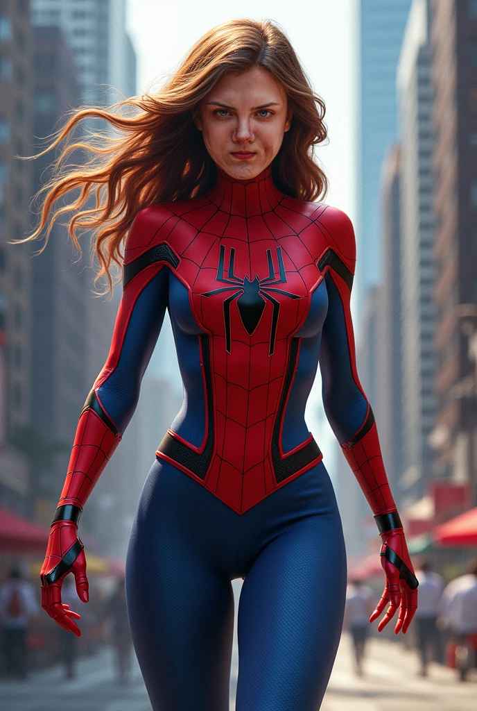seductive red haired woman, hyper realistic, 64k, spider-man bikini ;perfect pose. perfect body. perfect head. perfect arms perfect legs. perfect fingers. Ultra-Realistic. Ultra-Detailed. --auto --s2