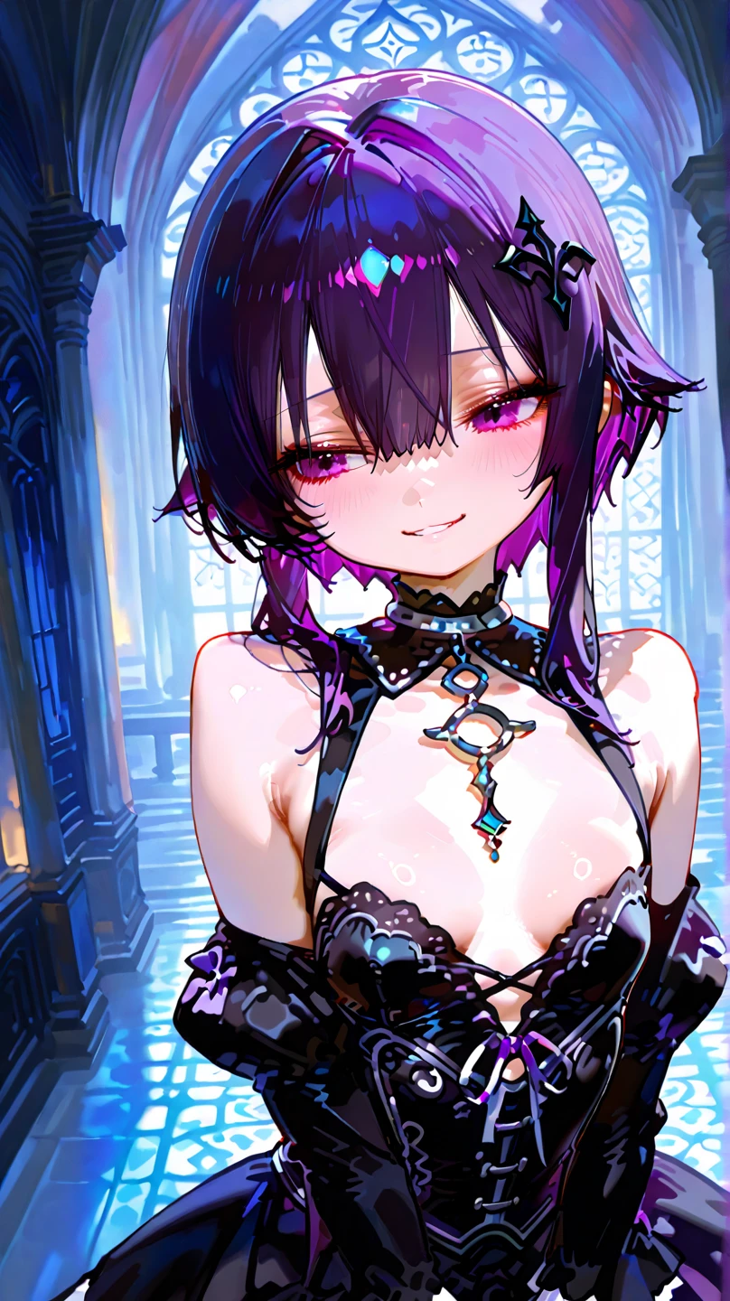 (((Succubus))),(((Characteristic clothing))),(((high quality))),Unshaven,（（（（（Pubic hair heart pattern）））））, Cloudy eyes,Anime Style,Long Tongue,Sticking out tongue,Obscene lines,Fatty face,Fallen into evil,Sexual,Long bangs,clumsy smile
