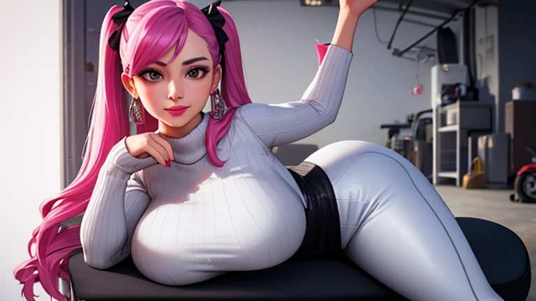 pink hair, deep pink fur, pink hair, intense blue eyes, blue eyes, intense blue eyes, electric blue eyes, blue eye color, huge lips, swollen lips, Horsetails hairstyle, Horsetails, pechos bigs, huge breasts, hourglass figure, (narrow waist), trust, superiority, Golf clubty, Golf club, spoiled, bully, thick thighs, earrings, above, diaphragm, Bermuda, smile, half plane, evil smile, sweaty, moaning face, a white blouse, pink skirt, short skirt, chica gamer, gaming, big , from the Forehead, gamer room (purple walls, window, curtains, bed, video game, led, consoles, Girls room, natural lighting, gaming room, gaming girl), big breasts, big aa , big hips, Forehead, shiny skin, Red cheeks, leggins, tight leggins, in bra, sexy bra, red bra
