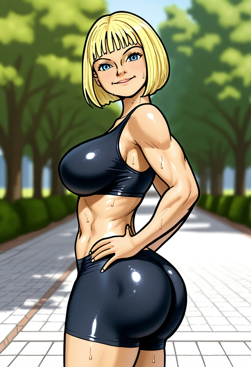 Gwen Stacy, ripped muscle, muscular body, pale skin, smile(blush), nude, sixpack abs, [ultra detailed skin:1.2], 8k uhd, pussy, full body, crowd, public, night, standing,