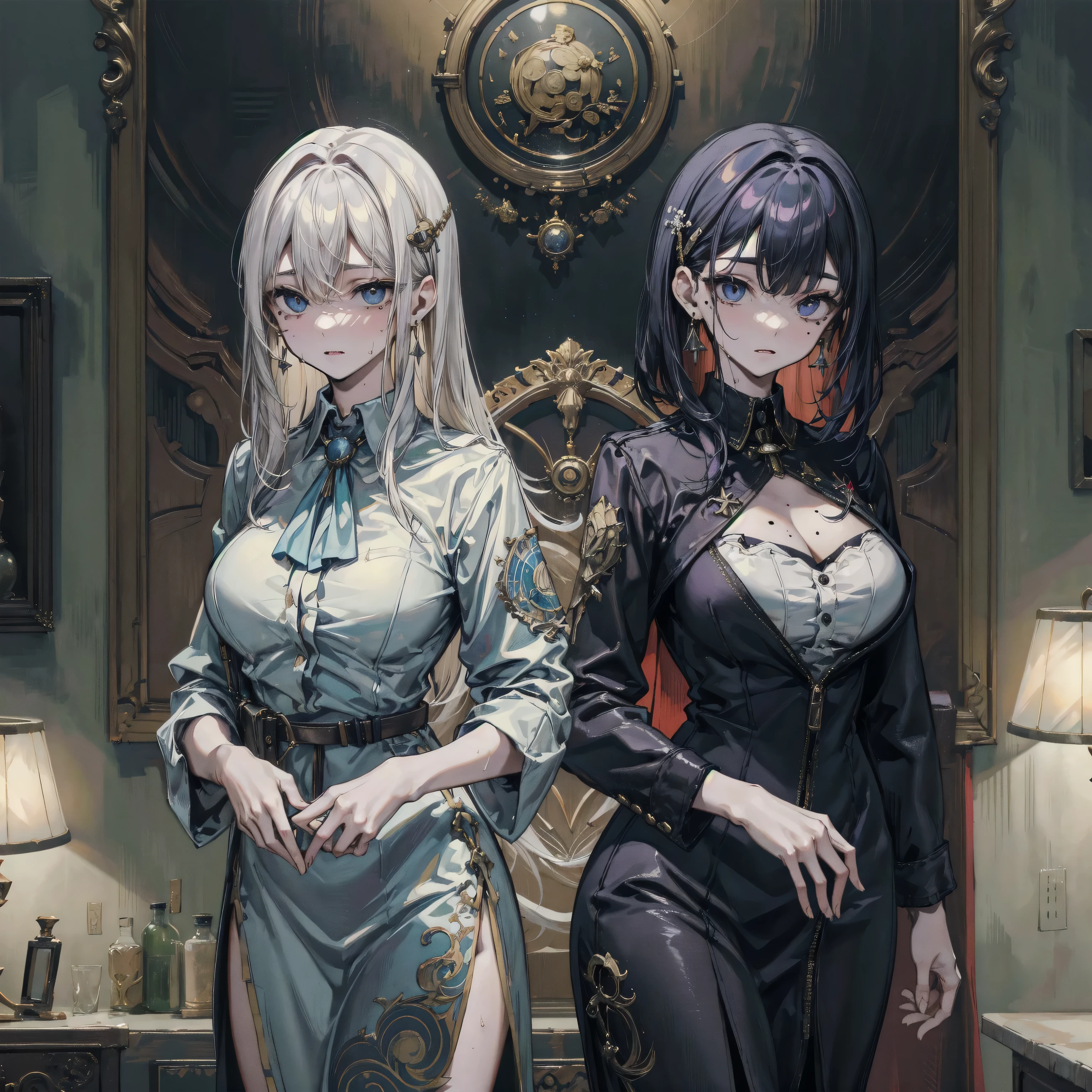 1Gothic girl with gothic clothes hair with bangs ,sexy,caveiras e velas acesas em volta e no fundo --auto