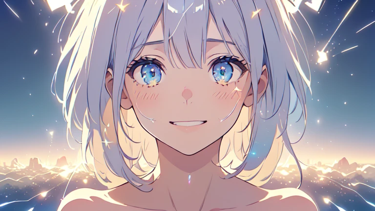 ((pale colour)),(naked)、girl、cute、Embarrassed blush、Nipples、clitoris、Light Generation、Gentle colors
