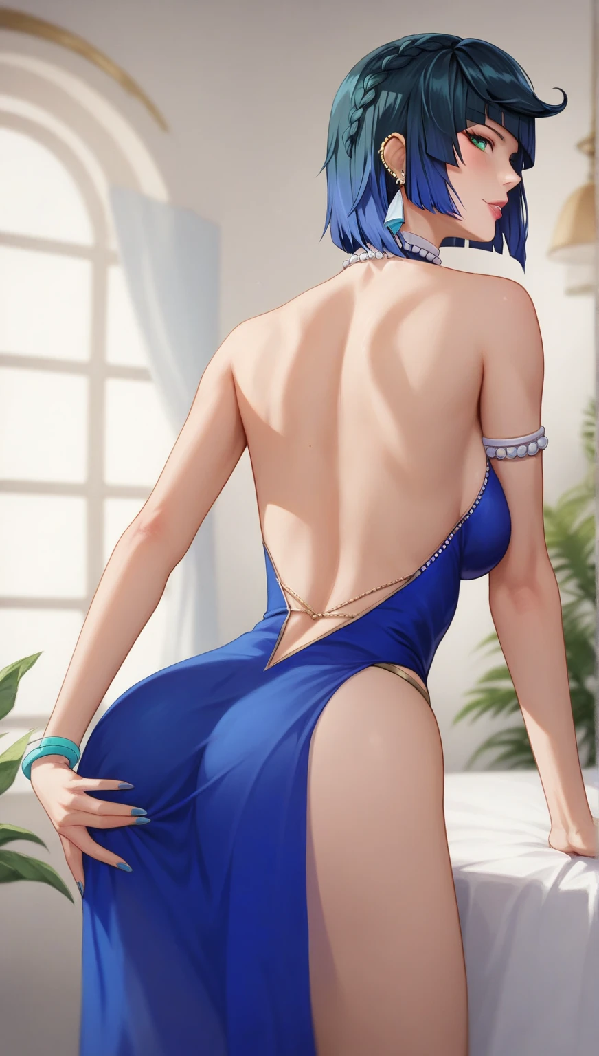 ((of the highest quality)),(ultra high resolution),(Super detailed),(Detailed description),((best cg)),(best work of art),super precision art,great art of drawing,(Art with precise details.:1.5), (1 noblewoman:1.6),beautiful and shapely face:1.5,light makeup:1.6,(Colorful backless dress with intricate details.:1.8),hairstyle hair:1.6, balcony of the old castle:1.5,sunset sky:1.5