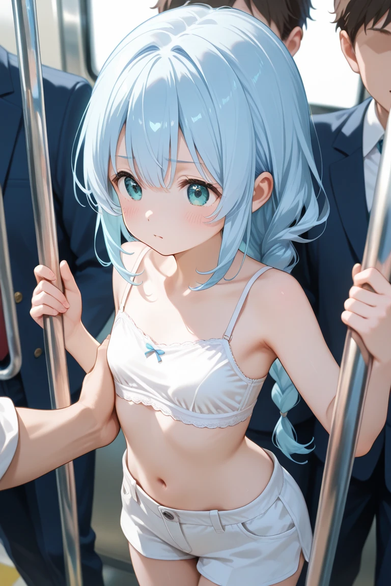 NSFW,Hololive,Usada Pekora,Long Hair,Braid,(Perfect hands),(Perfect Anatomy),(masterpiece),(highest quality),Embarrassed,blush,dress,Micro Mini Skirt,garter belt,train,One man,Doing sex,(Frightened face:1.5),(Ecstasy face:1.5)