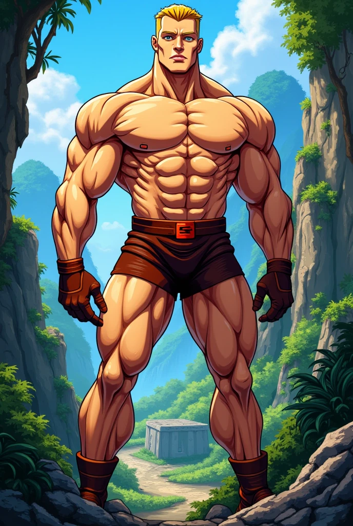 (canto da foto de baixo para cima) (imagem da mais alta qualidade) Lion man ,real, jovem, , vestindo shorts, virilha saliente, imagem de anime, standing on ground, pernas bem abertas, male face, bonito rosto jovem, cabelo subcortado, huge muscle muscles of the chest, large strong thigh muscles, Biceps Sinewy muscles, Corpo enorme, corpo tonificado devido ao treinamento intenso, Well-developed muscles, ABS transparente de 8 embalagens, 3 metros de altura, topless, , pele brilhante, rede de suor pingando, hands on thighs, bare feet, Sem barba