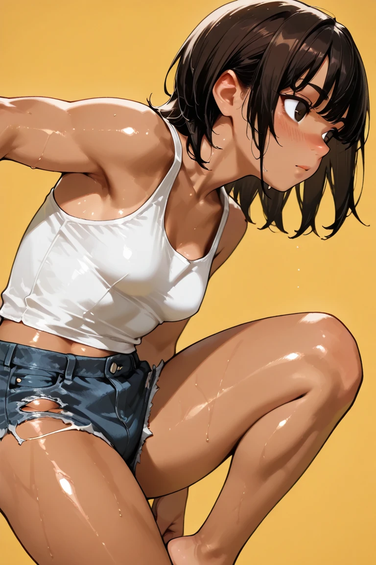 (masterpiece, best quality:1.2), noodle (gorillaz), full-body shot ,black hair, 1girl, streaked hair, black eyes, multicolored hair, bangs, parted lips, breasts, small breasts, bob cut, thick butt, cameltoe, White background, ((white unbuttoned crop-top, unbuttoned short shorts, barefoot)), pulling off shorts, masterpiece, best quality, absurdres, highres, 4k, ray tracing, perfect face, perfect eyes, intricate details, highly detailed, (best quality:1.33), (masterpiece:1.42),(semi realistic:1.3), (detailed:1.15),(skin details), Dappled Light, analog style (look at viewer), (skin texture), (realistic texture skin), cinematic light, side lighting, ultra high res, best shadow, RAW, (Dutch angle:1.1), lightroom, cinematic, hdr, raw, (intricate:1.4), high quality, soothing tones, intricate details, low contrast, extremely high quality RAW photograph, detailed background, intricate, Exquisite details and textures, highly detailed, ultra detailed photograph, warm lighting, 4k, sharp focus, high resolution, detailed skin, detailed eyes, 8k uhd, dslr, high quality, film grain, Fujifilm XT3,
Rainy Day: The diffused light and wet surfaces on a rainy day can create a moody and atmospheric environment, perfect for capturing reflections and street photography.,
